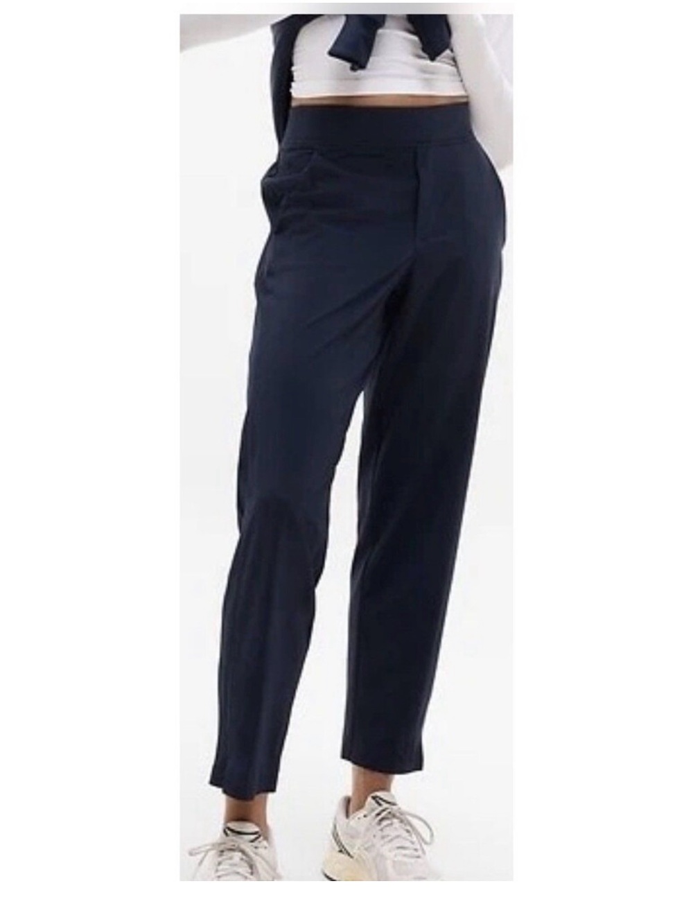 Athleta Brooklyn Ankle Pants Navy Blue Tapered Pull On Stretch Size 6
